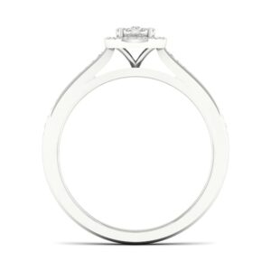 DZON Sterling Silver 1/5ct TDW Diamond Halo Bridal Set