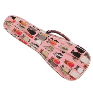 MUSIC FIRST Canvas MISS CAT ukulele case ukulele bag, Double Shoulder Straps, Original Design (Fit for 21 inch Soprano Ukulele, Double Shoulder Straps)