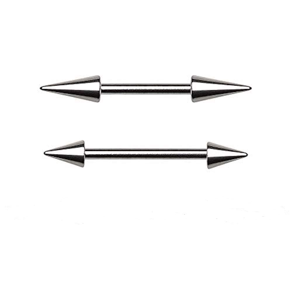 Covet Jewelry 316L Surgical Steel Spike Nipple Bar (16GA, Length: 1/2", Ball Size: 4mm)