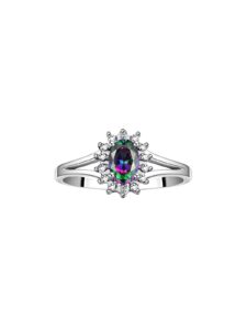 rylos rings for women 14k white gold ring classic halo diamond birthstone ring 6x4mm oval june alexandrite jewelry for women size 7