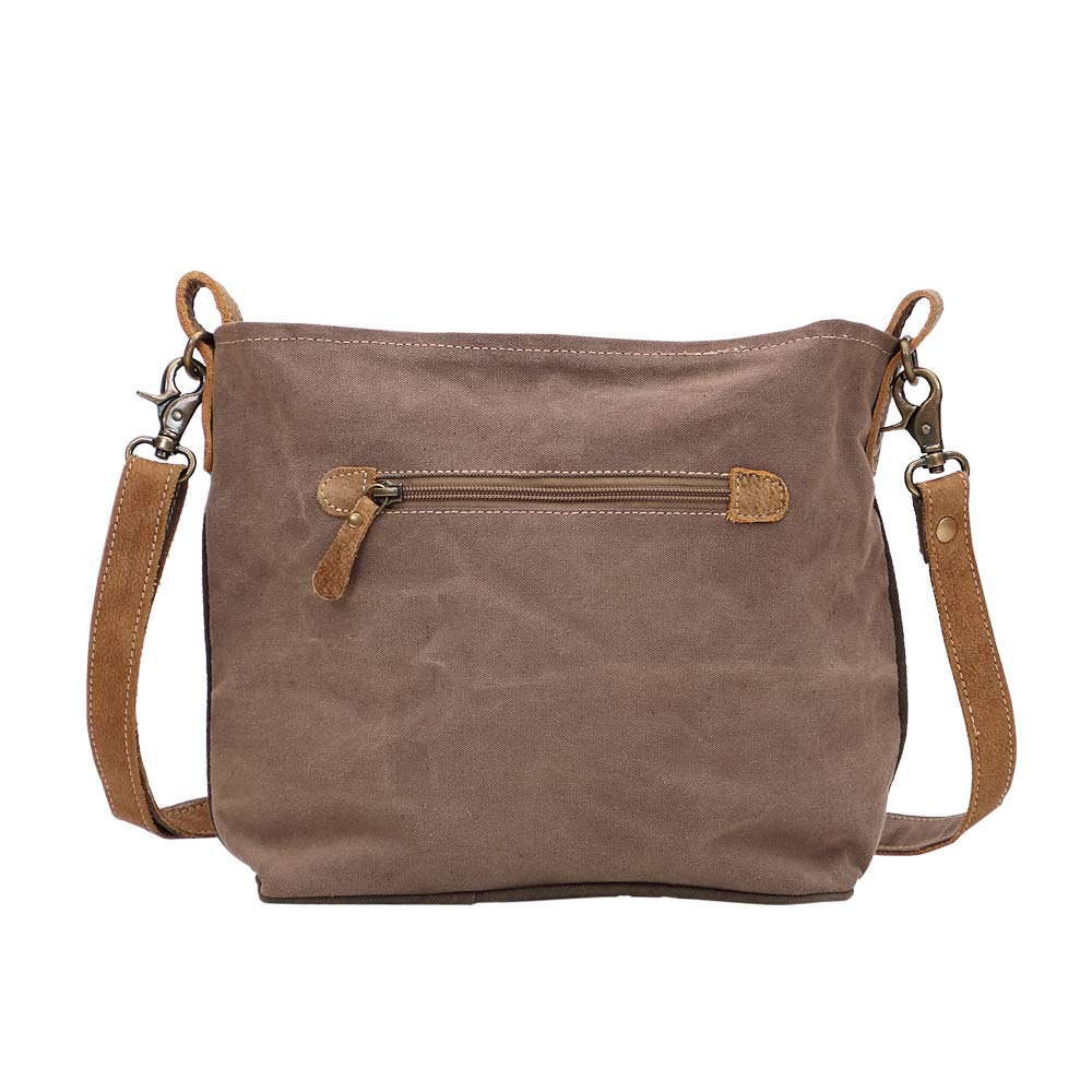 Myra Bag Dove Upcycled Canvas & Cowhide Shoulder Bag S-1448