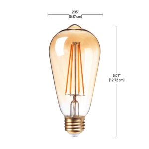 Globe Electric 34838 60W Equivalent Soft White (2150K) Vintage Edison ST19 Dimmable LED Light Bulb 4-Pack, E26 Base, 450 Lumens, Amber Glass, 4 Count (Pack of 1), 4 Piece