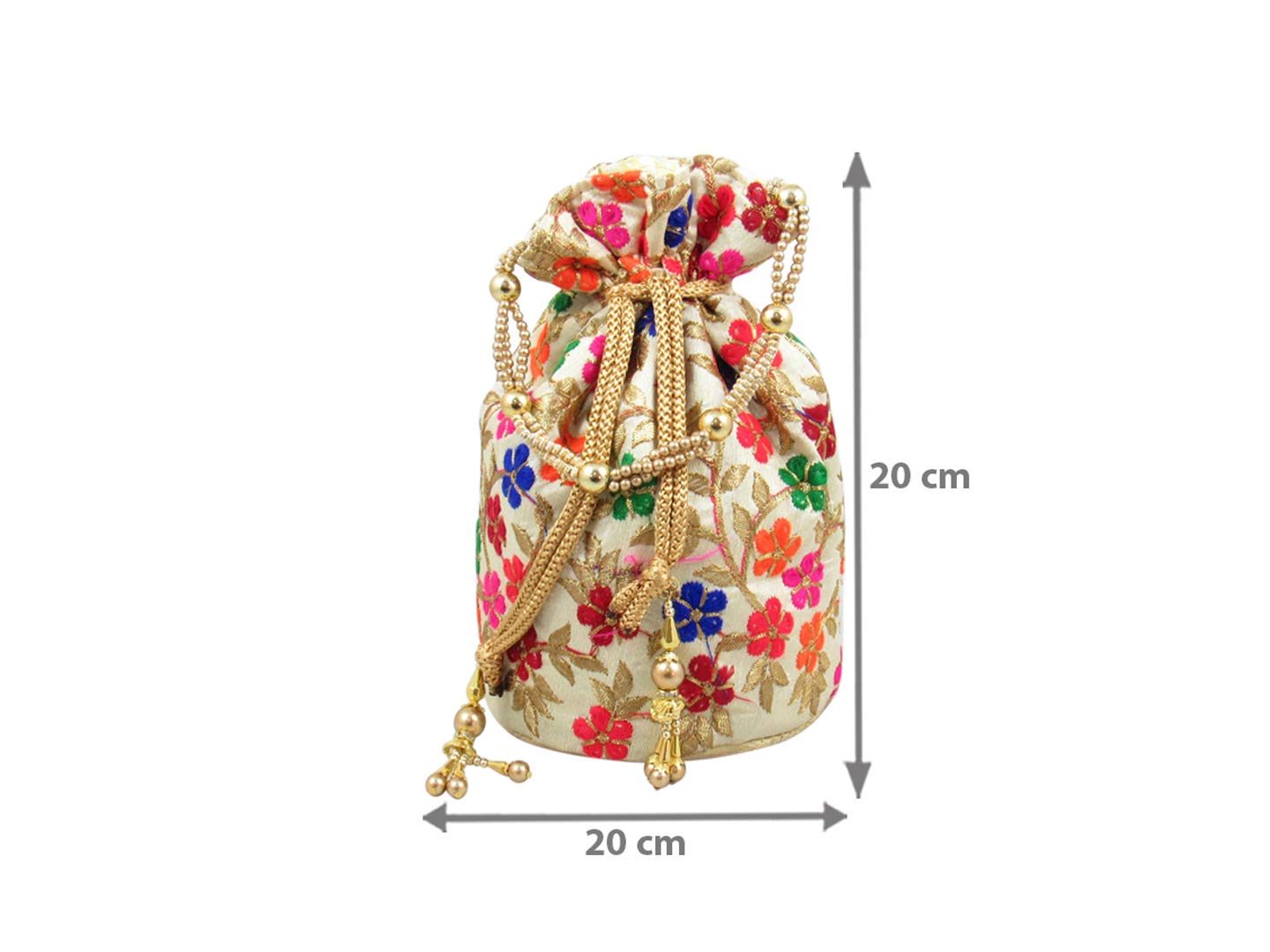 GoldGiftIdeas Glorious Vintage Floral Potli Bags,Indian Bridal Clutch,Traditional Potli Bags for Return Gift, Ethnic Rajasthani Potli Bags, Fancy Wedding Potlis (Set of 3)