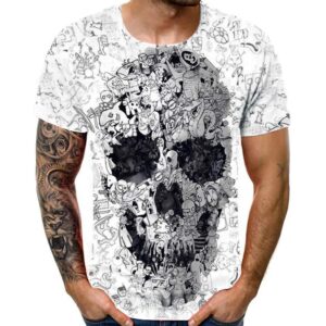 iLXHD Men's T-Shirt New Summer Crewneck Short Sleeve Skull Funny 3D Printed Top Blouse