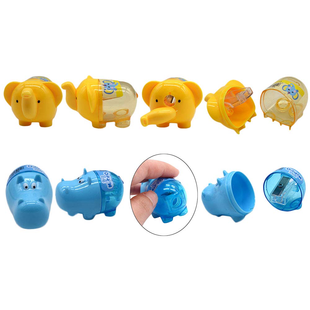 Cartoon Animal Pencil Sharpeners, Cute Two-Holes Plastic Pencil Sharpener, School Student Stationery Supplies (Set of 16)