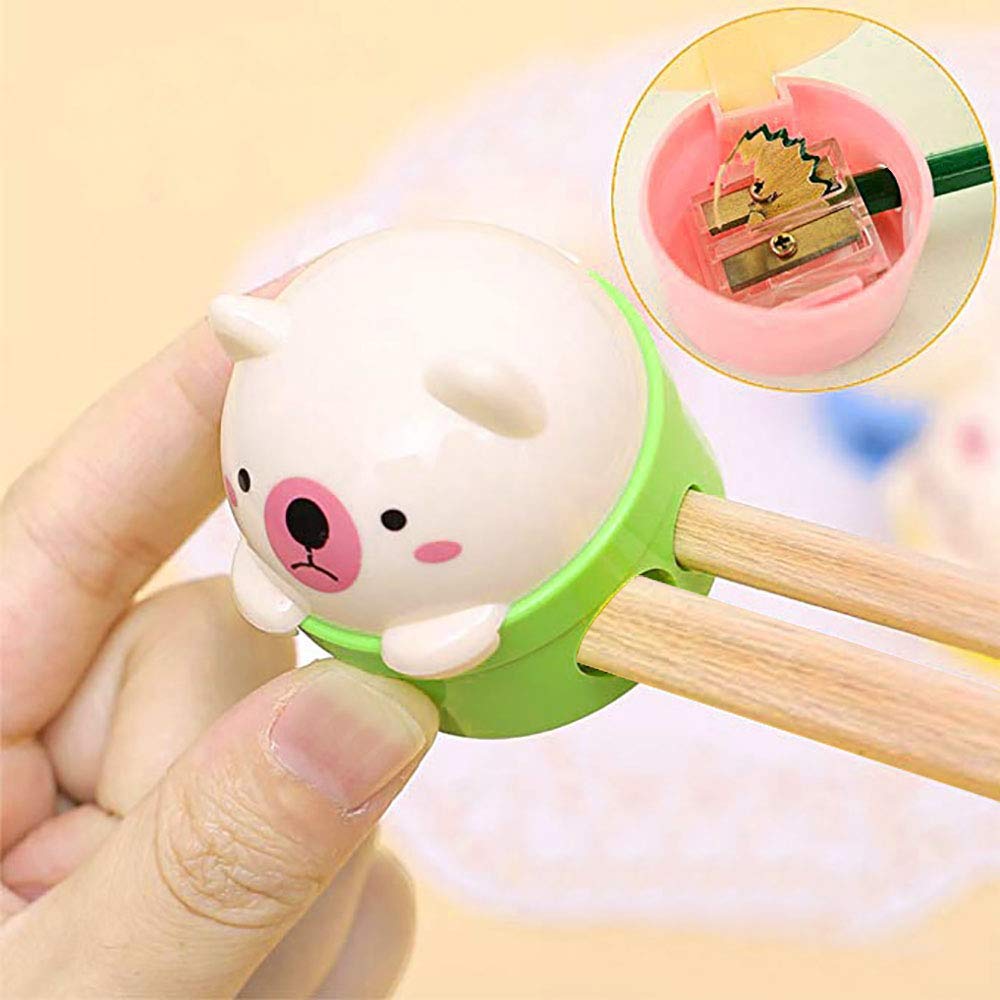 Cartoon Animal Pencil Sharpeners, Cute Two-Holes Plastic Pencil Sharpener, School Student Stationery Supplies (Set of 16)