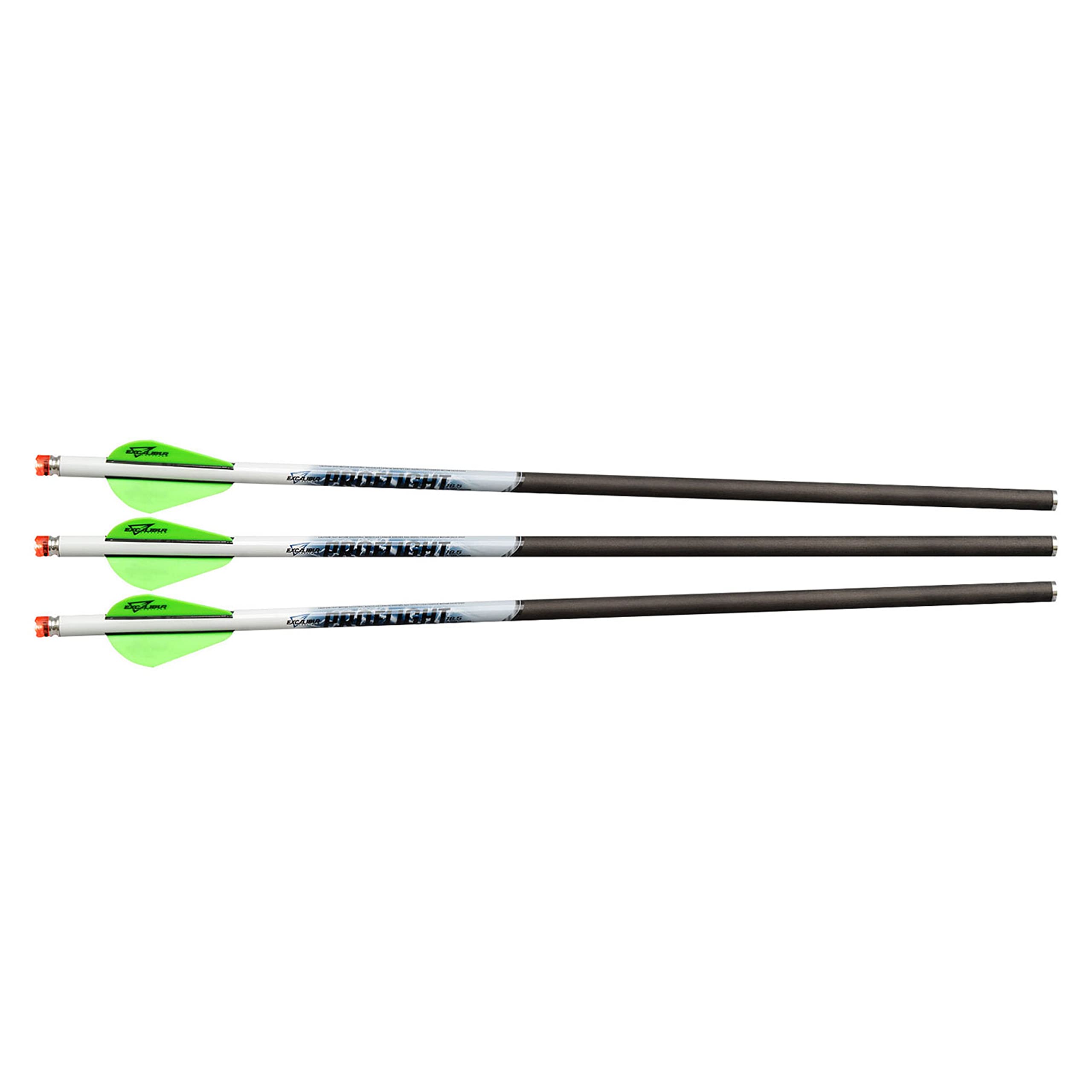 Excalibur ProFlight Illuminated Archery Hunting Durable Accurate Versatile 2" Blazer Vane Crossbow Carbon Arrows with Beacon Nocks - 3 Pack, 16.5"