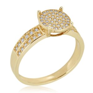 AVORA 10K Yellow Gold 2-Row Simulated Diamond CZ Engagement Wedding Anniversary Band Ring - Size 8