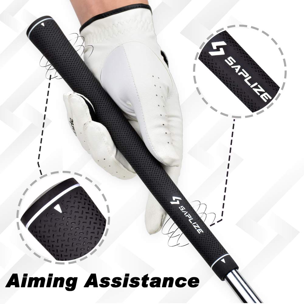 SAPLIZE Rubber Golf Grips, 13 Set with Complete Regripping Kit, Standard Size, Golf Club Grips, Black