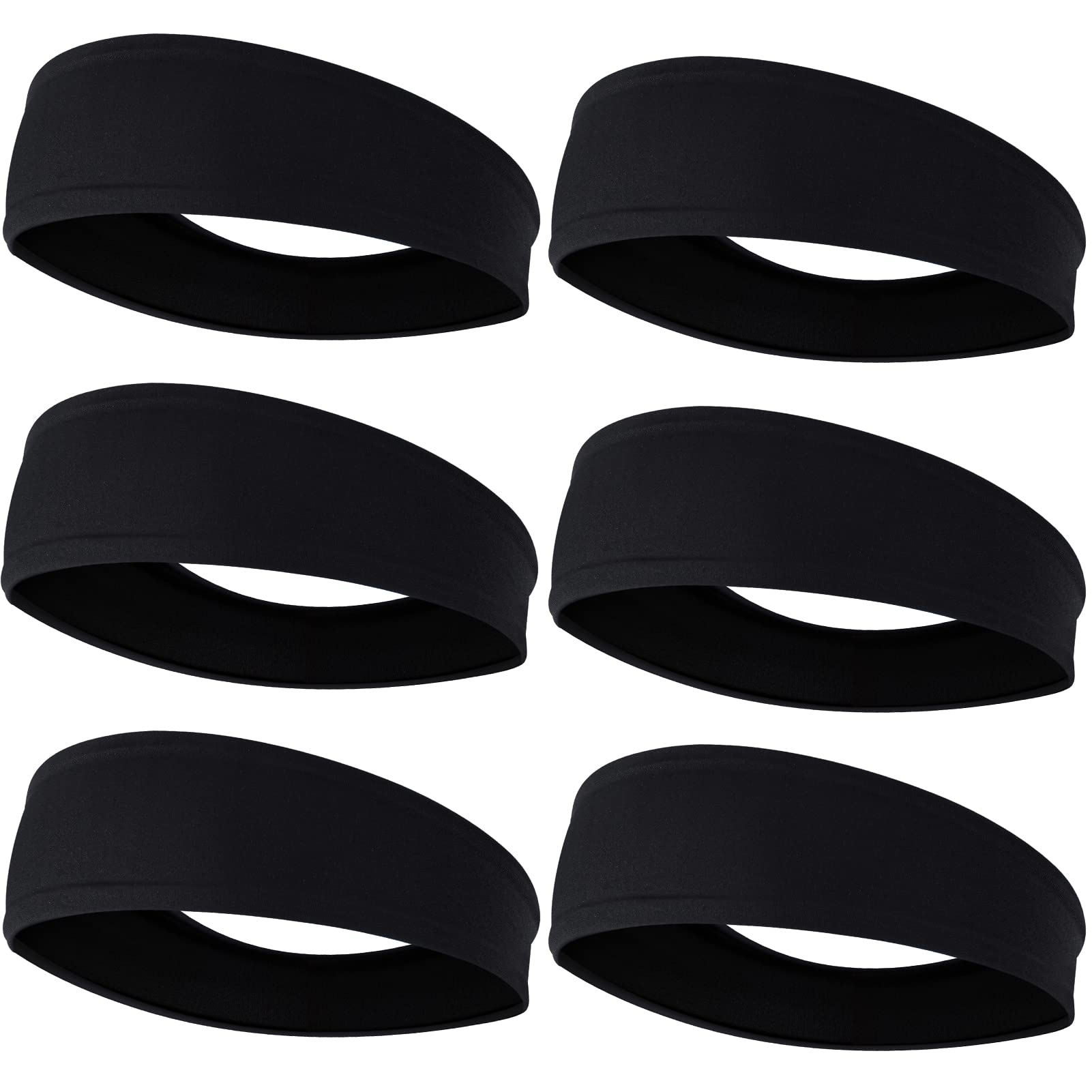 EasYoung 6-Pack Men's Headbands, Sweat Wicking Headband, Non Slip Headbands for Running, Fitness, Hairband for Women & Men