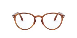 persol po3218v round prescription eyewear frames, terra di siena/demo lens, 51 mm