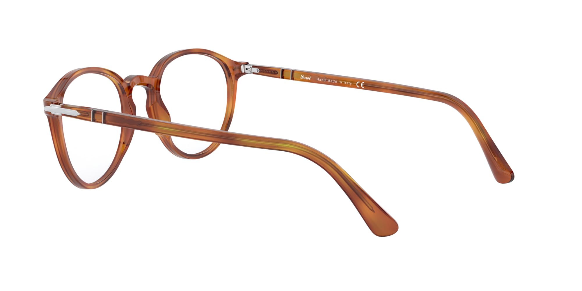 Persol PO3218V Round Prescription Eyewear Frames, Terra Di Siena/Demo Lens, 51 mm