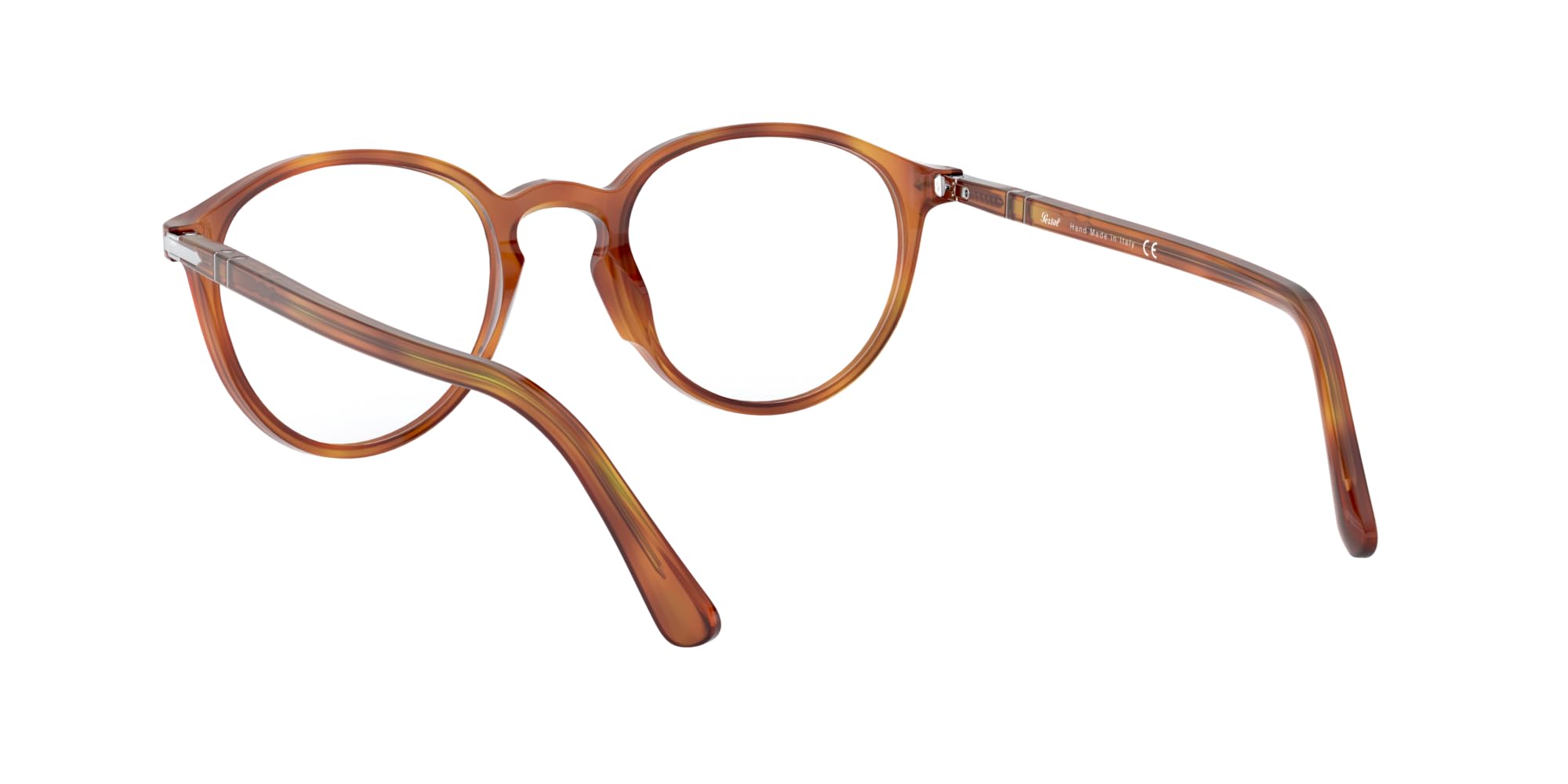 Persol PO3218V Round Prescription Eyewear Frames, Terra Di Siena/Demo Lens, 51 mm