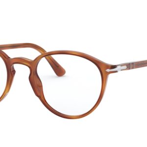 Persol PO3218V Round Prescription Eyewear Frames, Terra Di Siena/Demo Lens, 51 mm