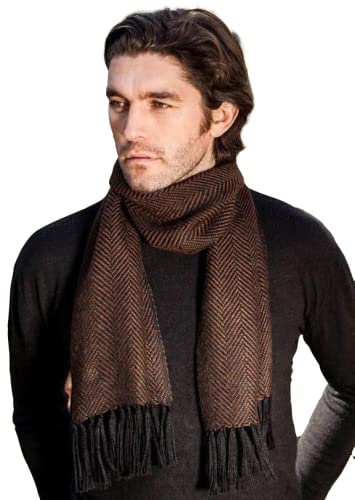 Mucros Weavers Irish Alpaca Scarf Brown Herringbone