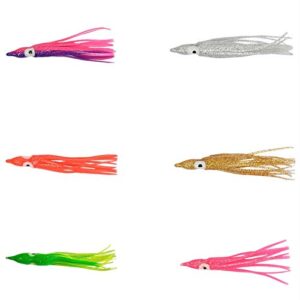 Pack of 50pcs Glow Soft Plastic Octopus Squid Skirt Fishing Lures Hoochies Trolling Saltwater Soft Fishing Lures Set for Bass Salmon Trout 3.94 inch 10 Colors Included