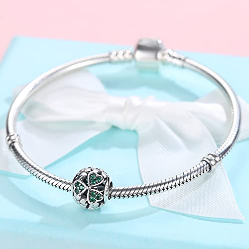 Lucky Clover Heart Charm Beads 925 Sterling Silver Beads Fit for Women European Charm Bracelet