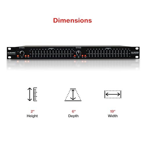 MUSYSIC MU-EQ15B Professional Dual 15-Band Stereo Graphic Digital Equalizer Crystal Clear Sound Quality, Versatile Connectivity Equalizer Home Audio Includes 1-Year Warranty