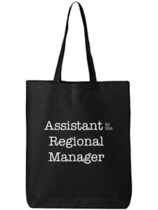 zerogravitee assistant to the regional manager cotton canvas tote bag in black - one size