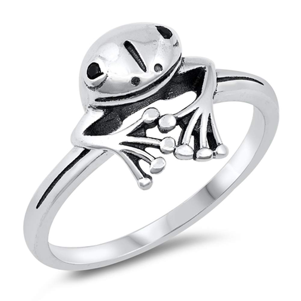 Wholesale Cute Smiling Treefrog Animal Frog Ring New .925 Sterling Silver Band Size 6