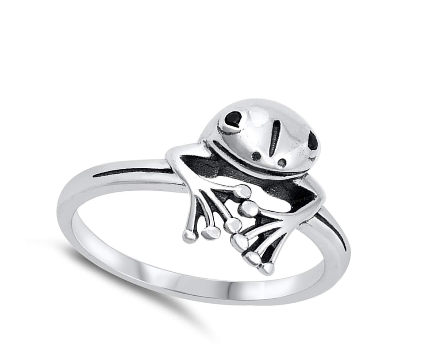 Wholesale Cute Smiling Treefrog Animal Frog Ring New .925 Sterling Silver Band Size 6