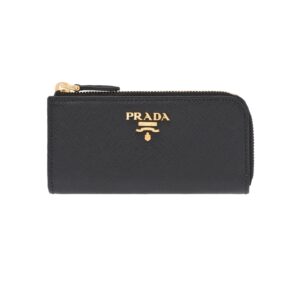 Prada Portachiavi Ganci Nero Black Vitello Move Leather Keyholder Wallet 1PG604