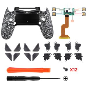 eXtremeRate Textured White Dawn Programable Remap Kit for PS4 Controller with Upgrade Board & Redesigned Back Shell & 4 Back Buttons - Compatible with JDM-040/050/055 - Controller NOT Included