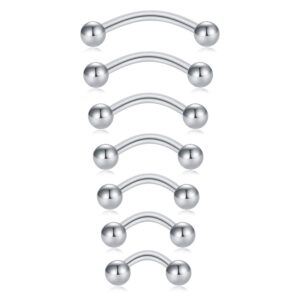 MODRSA 14G Curved Barbell Belly Button Rings Surgical Steel Ball Spike Bridge Eyebrow Ring VCH Piercing Jewelry Simple Short Petite Belly Ring 6-18mm Bar