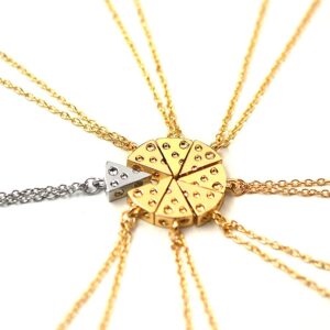 YOOESTORES82 YOOE Cute Geometric Triangle Cheese Pendant Necklace,Creative Pizza Stitching Chain Good Friend Soul Sister Necklace (Gold)