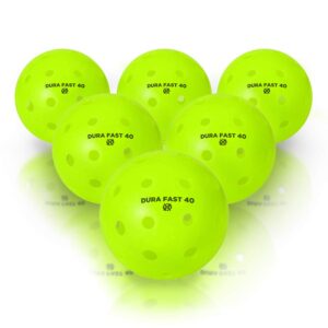 Dura Fast 40 Pickleballs | Outdoor Pickleball Balls Neon or Yellow USAPA Approved and Sanctioned for Tournament Play, Professional Perfomance… (Neon, 6 Pack)