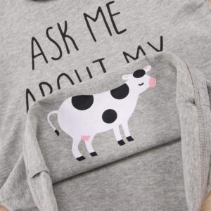 Baby Ask me About My moo Cow Shirt for Toddler Kids Baby Boys T-Shirt Cow Graphic Short Sleeve Summer Funny Tee Tops(Gray 1, 3-4T(110))