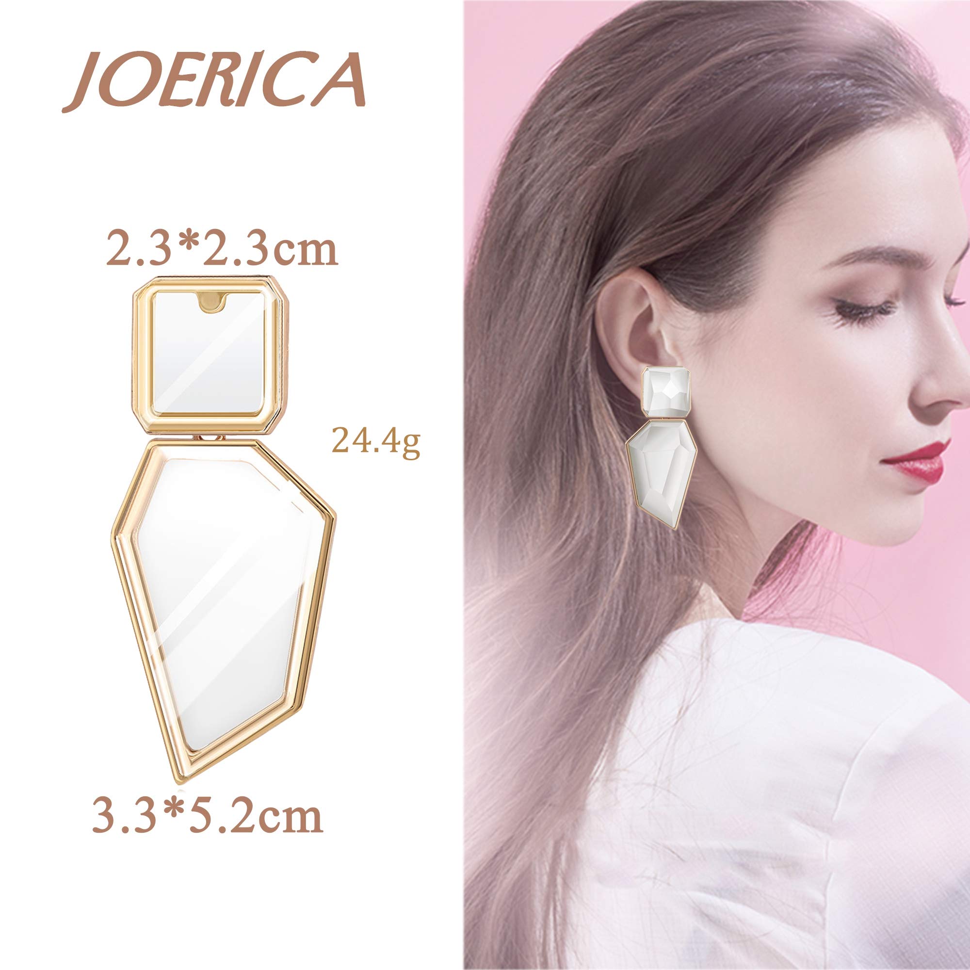 JOERICA 4 Pairs Statement Dangle Earrings for Women Rhinestone Exaggelated Large Drop Geometric Earrings