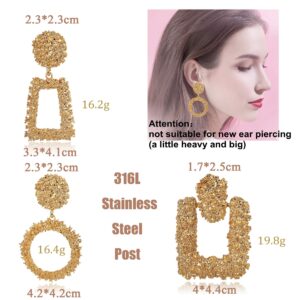 JOERICA 4 Pairs Statement Dangle Earrings for Women Rhinestone Exaggelated Large Drop Geometric Earrings