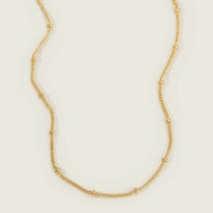 MEVECCO Gold Satellite Plain Chain Choker Necklace,Dainty Boho 14K Gold Plated Cute Tiny Beaded Chain Simple Minimalist Choker Necklace for Women