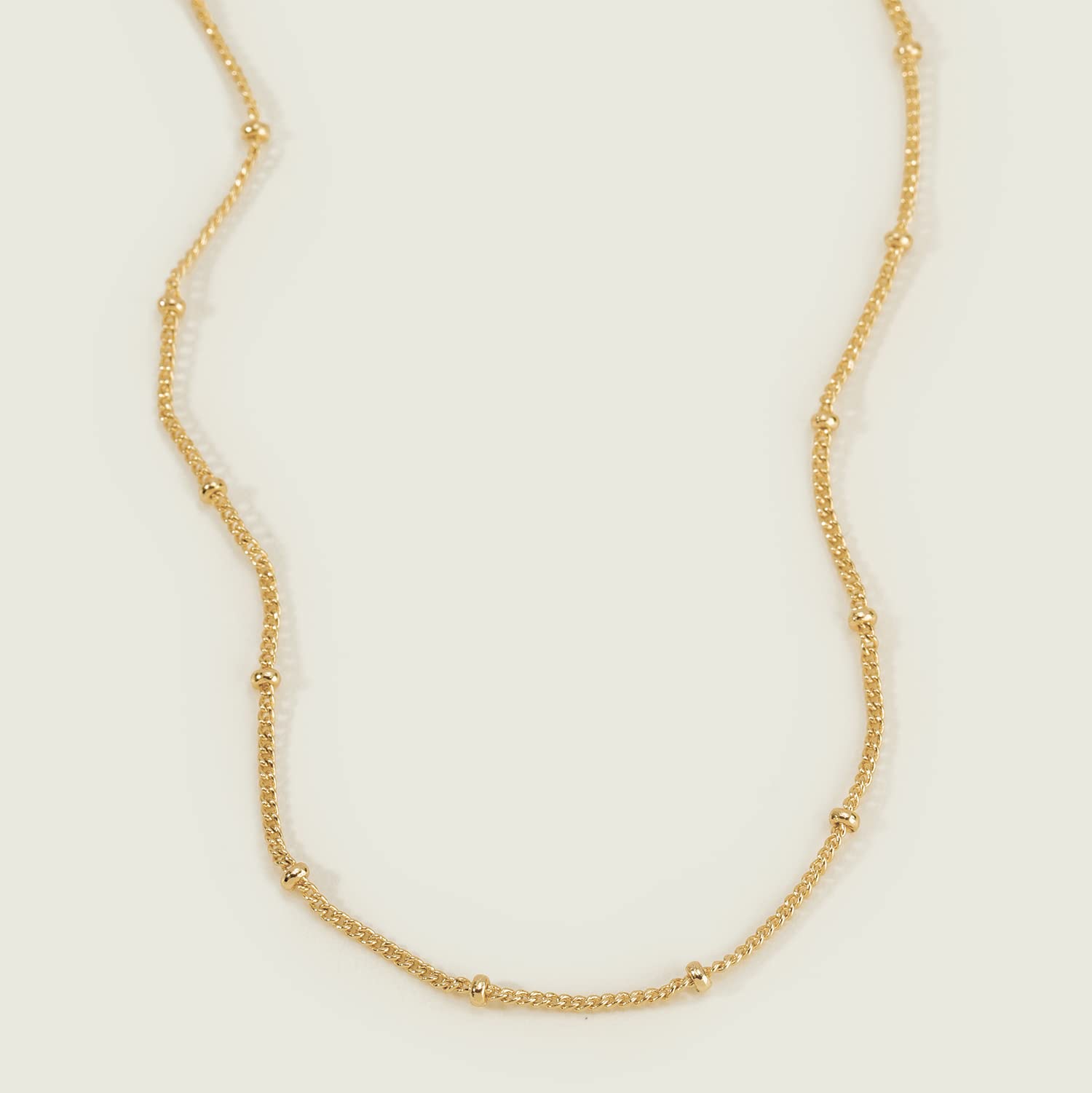 MEVECCO Gold Satellite Plain Chain Choker Necklace,Dainty Boho 14K Gold Plated Cute Tiny Beaded Chain Simple Minimalist Choker Necklace for Women