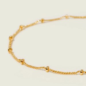 MEVECCO Gold Satellite Plain Chain Choker Necklace,Dainty Boho 14K Gold Plated Cute Tiny Beaded Chain Simple Minimalist Choker Necklace for Women