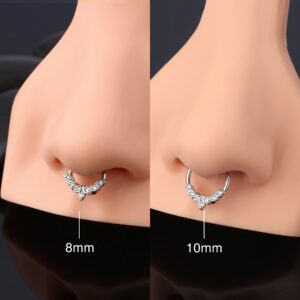 OUFER 16G 316L Stainless Steel Daith Earrings Hoop Cluster CZ Hinged Segment Clicker Daith Clicker Helix Ear Piercing