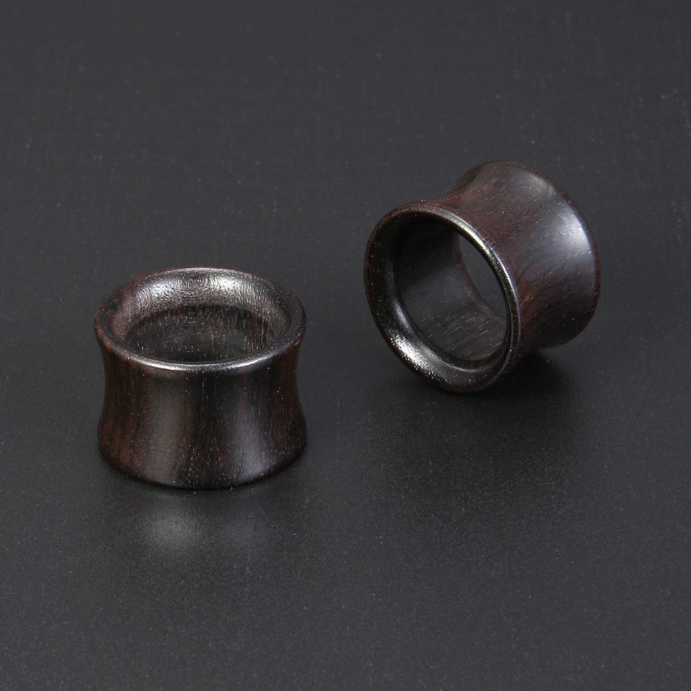 ZS Black Wood Tunnel Gauges Stretcher Expander Brown Ear Gauges Plugged Ears Wood Plugs Ear Stretching Kit Ear Plugs Tunnel Sandalwood (Black Tunnel-16mm)