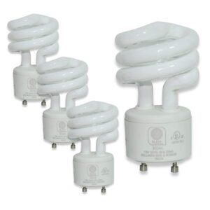 sleeklighting - 13watt gu24 base 2 prong light bulbs- ul-13w 120v 60hz light bulb- mini twist lock spiral -self ballasted cfl two pin fluorescent light bulb- 6500k super white daylight- 4pack-