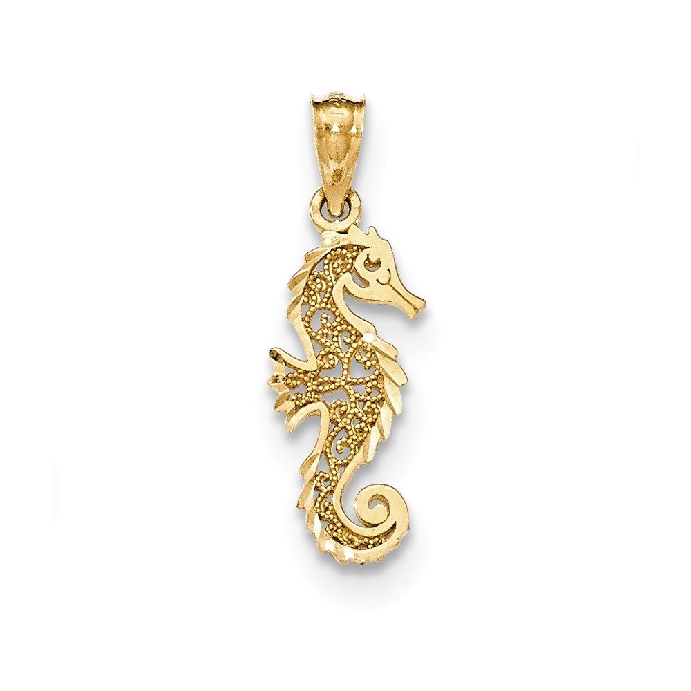 DIAMOND JEWELRY NY 14K Gold Polished Filigree Seahorse Pendant