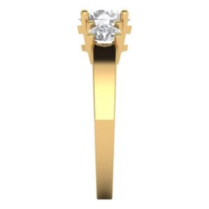 Clara Pucci 1.50 ct Round Cut Solitaire 3 stone Moissanite Designer Anniversary Bridal Engagement Ring 14k Yellow Gold