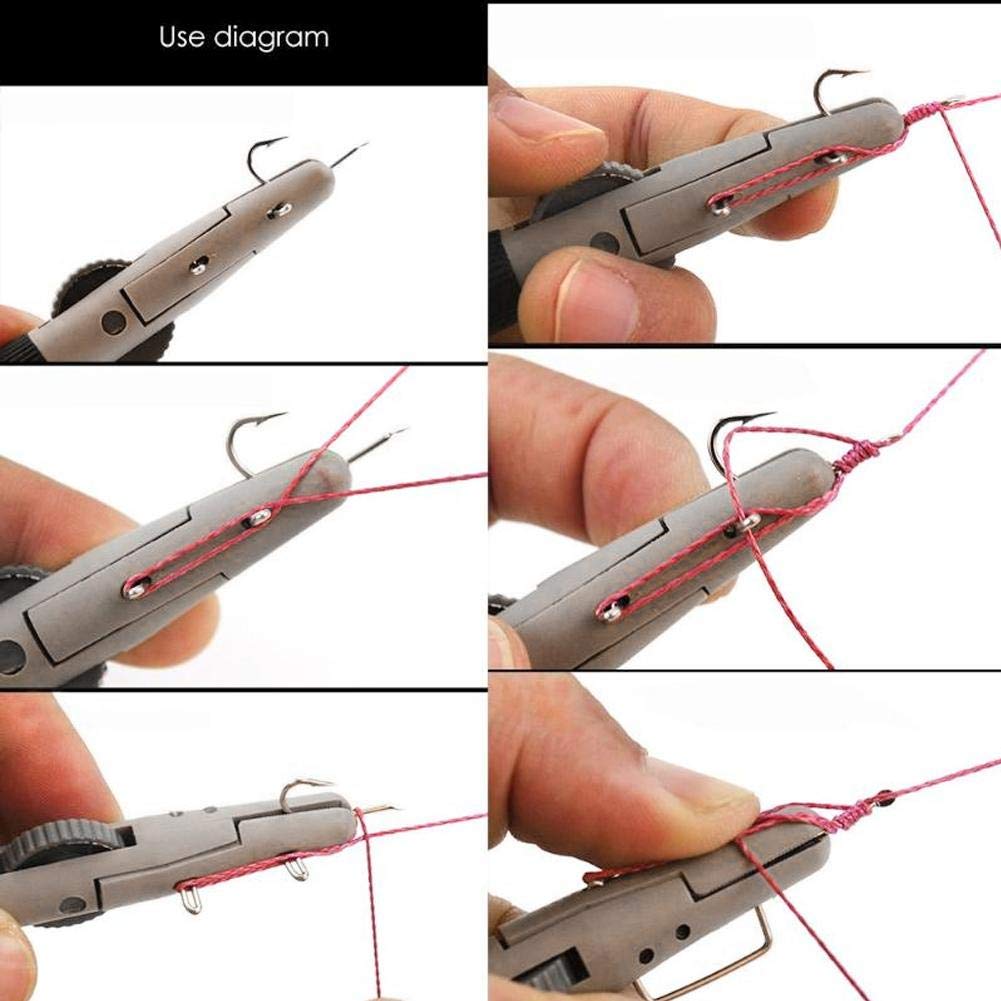 Fishing Knot Hook Tier Tool Set, Fishing Hook Tier Line Tying Tool with Sub-line + 2 PCS Single&Double Hook Fast Knot Tyer Tool Fishing Tackle Accessory