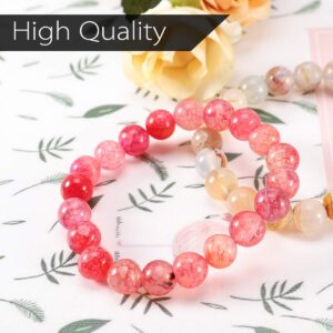 6 Pcs Lava Stone Bead Bracelet, Natural Gemstone Stretchy Bracelets- Aromatherapy Essential Oil Diffuser Healing Chakras Agate Crystal Elastic Lucky Bracelets Gifts for Women