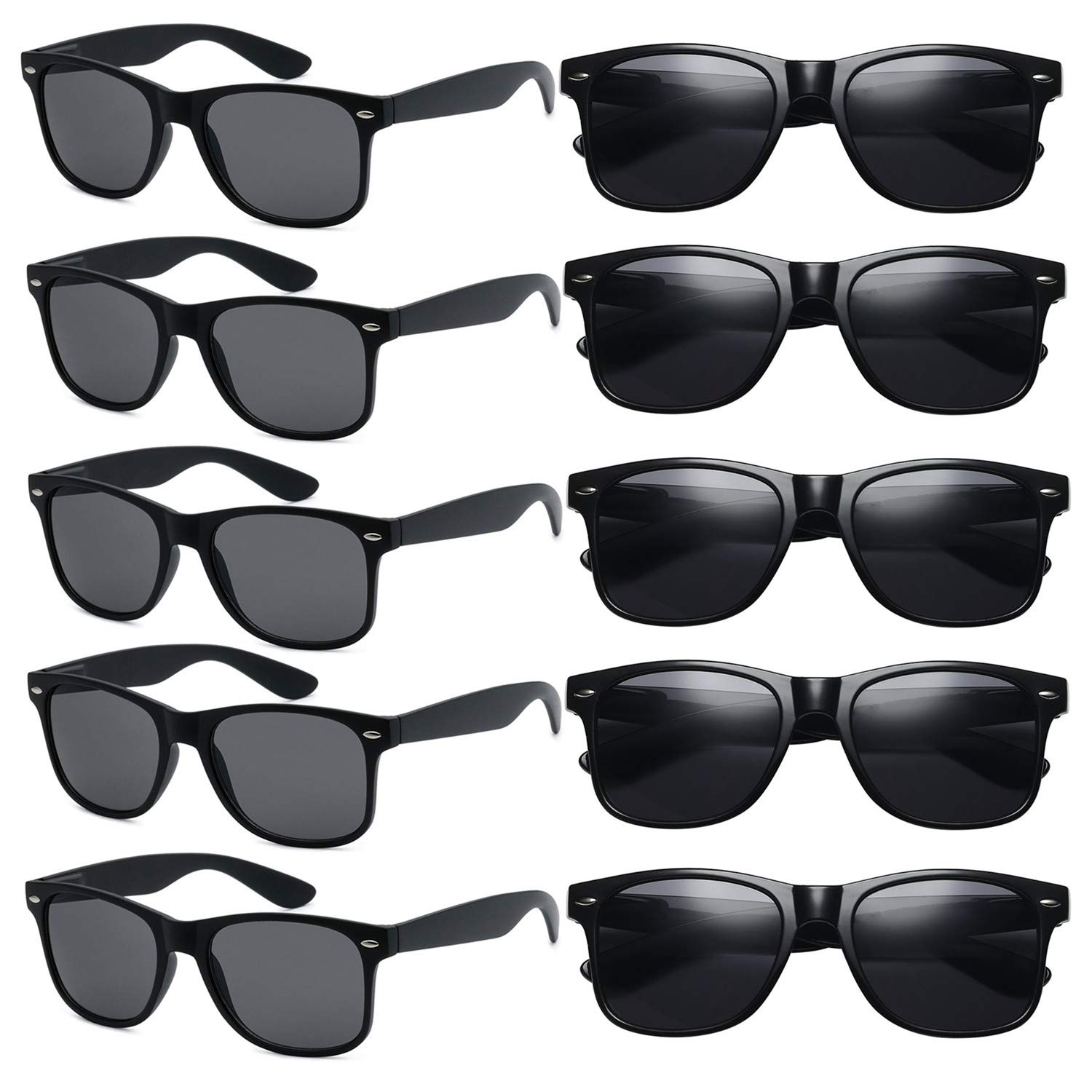 Eyegla Wholesale Black Sunglasses Bulk for Adults Party Favors 80s Glasses Men Women Classic Shades 10 PACK