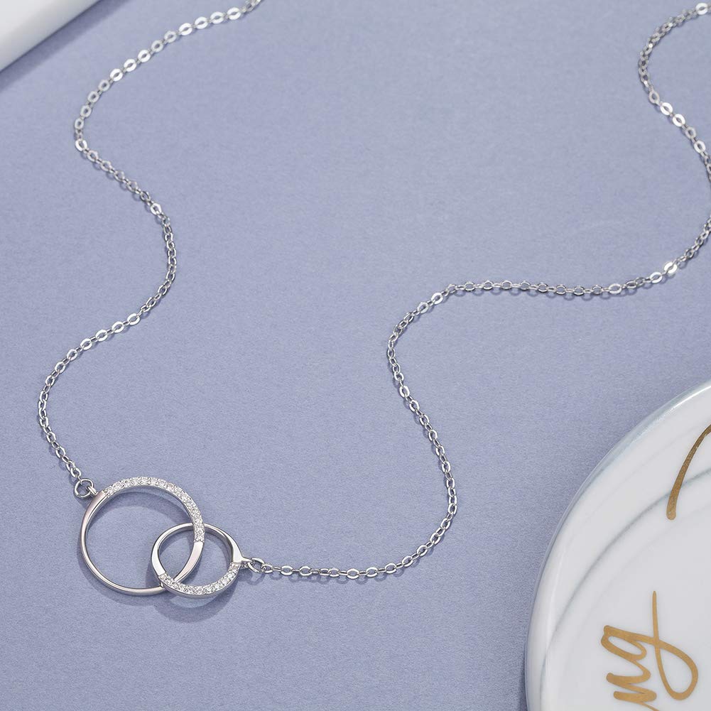 Mother Daughter Necklace, Sterling Silver 2 Circle Infinity Necklace for Mom, Gifts for Mom from Daughter, Mama Necklace, Mom Birthday Gift Mother's Day Jewelry