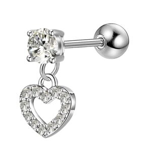 oufer 16g 316l stainless steel cartilage earring stud heart shape dangle helix earrings body ear piercing