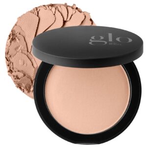 glo skin beauty pressed base powder foundation makeup (beige) - flawless coverage for a radiant natural, second-skin finish