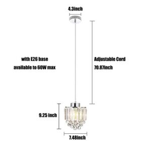 COTULIN 2 Pack Crystal Pendant Light for Kitchen Island, Modern Glass Stylish Chrome Chandelier Pendant Lighting, Adjustable Cord Hanging Lamps for Dinning Room Living Room Bedroom Bar