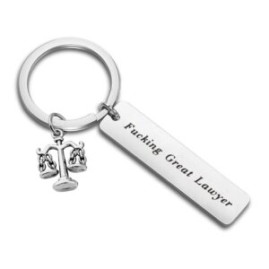 LQRI Scales of Justice Lawyer Gifts Fucking Great Lawyer Keychain Thank You Gift for Lawyer Attorney, Law School Graduates Gifts (silver)