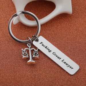 LQRI Scales of Justice Lawyer Gifts Fucking Great Lawyer Keychain Thank You Gift for Lawyer Attorney, Law School Graduates Gifts (silver)